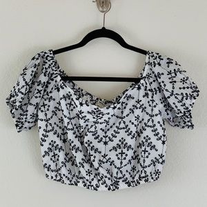 Embroidered Crop Top Off-Shoulder